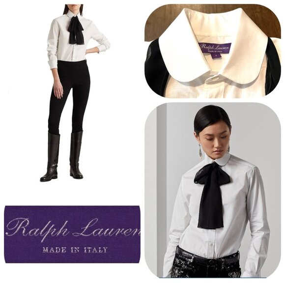 Ralph Lauren Purple Label Tops - NWOT $995 Ralph Lauren Purple label Cormac Bow White Shirt
